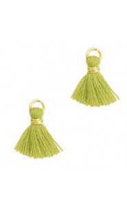 Mini Quaste Ibiza Style 1cm Gold-olive green